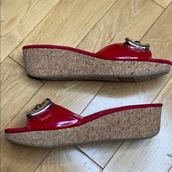 Nine West Red Patent and Cork Wedge Sandals 6 - Picture 3 of 8